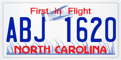 NC license plate ABJ1620