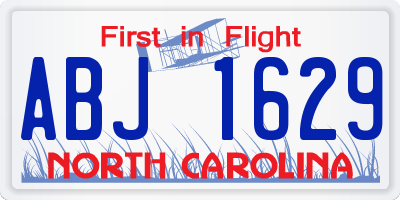 NC license plate ABJ1629