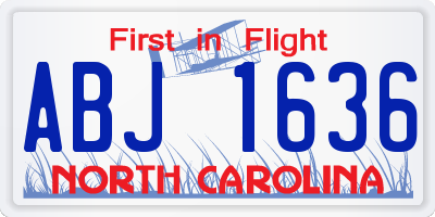 NC license plate ABJ1636