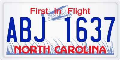 NC license plate ABJ1637