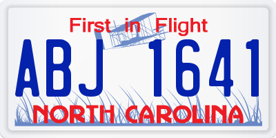 NC license plate ABJ1641