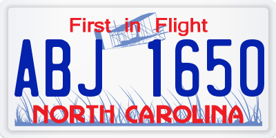 NC license plate ABJ1650