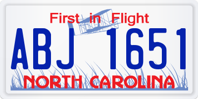 NC license plate ABJ1651