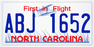NC license plate ABJ1652