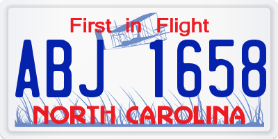NC license plate ABJ1658