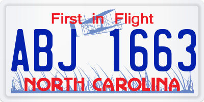 NC license plate ABJ1663