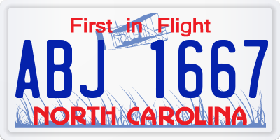 NC license plate ABJ1667