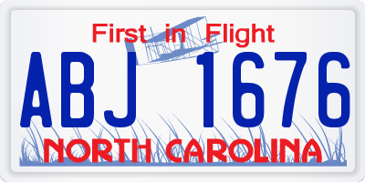 NC license plate ABJ1676
