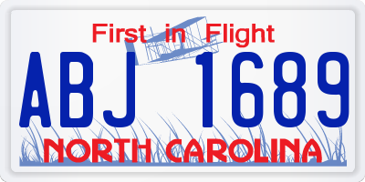 NC license plate ABJ1689