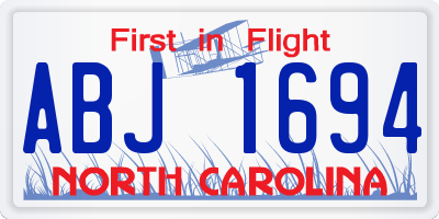 NC license plate ABJ1694