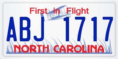 NC license plate ABJ1717