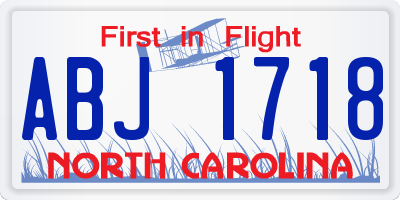 NC license plate ABJ1718
