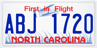 NC license plate ABJ1720