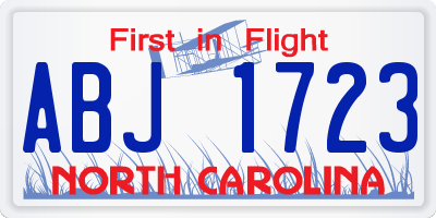 NC license plate ABJ1723