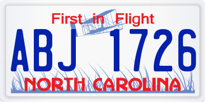 NC license plate ABJ1726