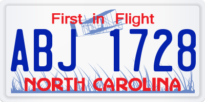 NC license plate ABJ1728