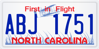 NC license plate ABJ1751