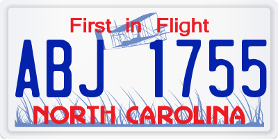 NC license plate ABJ1755