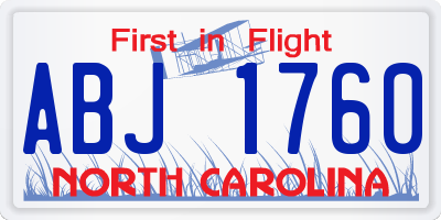 NC license plate ABJ1760