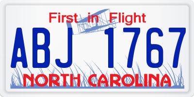 NC license plate ABJ1767