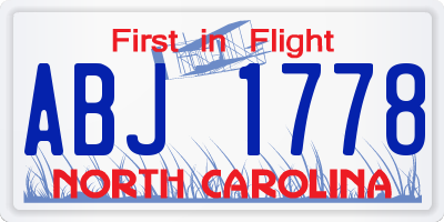 NC license plate ABJ1778