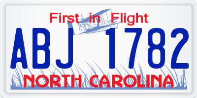 NC license plate ABJ1782