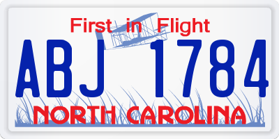 NC license plate ABJ1784