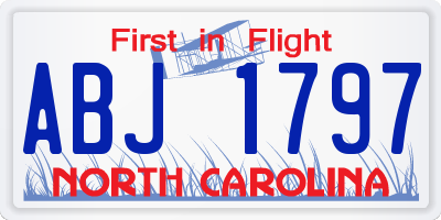 NC license plate ABJ1797