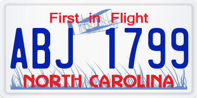 NC license plate ABJ1799