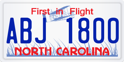 NC license plate ABJ1800