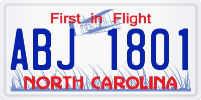 NC license plate ABJ1801