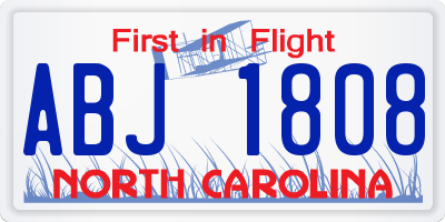 NC license plate ABJ1808
