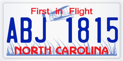 NC license plate ABJ1815