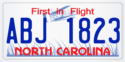 NC license plate ABJ1823