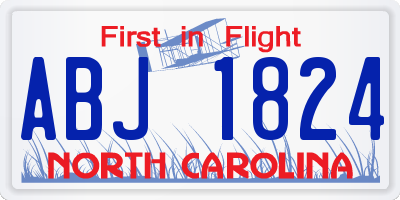NC license plate ABJ1824