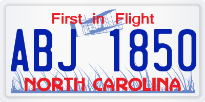 NC license plate ABJ1850