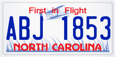 NC license plate ABJ1853