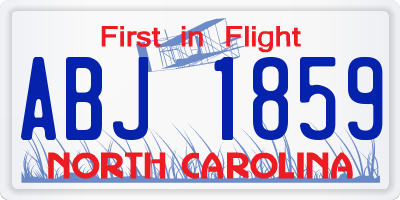NC license plate ABJ1859