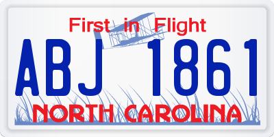 NC license plate ABJ1861