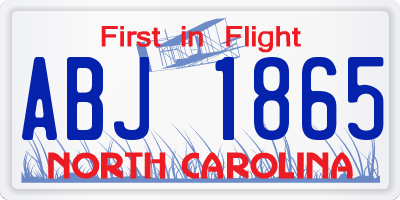 NC license plate ABJ1865