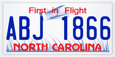 NC license plate ABJ1866