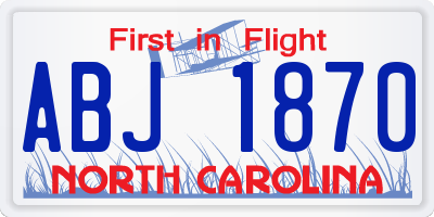 NC license plate ABJ1870