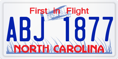 NC license plate ABJ1877