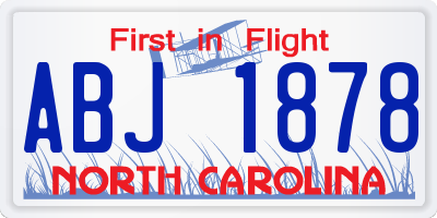 NC license plate ABJ1878