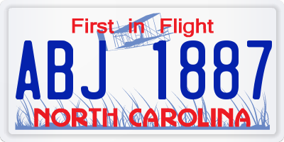 NC license plate ABJ1887