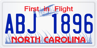 NC license plate ABJ1896