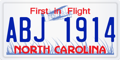 NC license plate ABJ1914