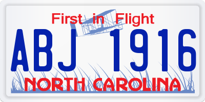 NC license plate ABJ1916