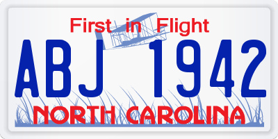NC license plate ABJ1942