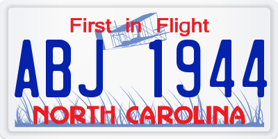 NC license plate ABJ1944